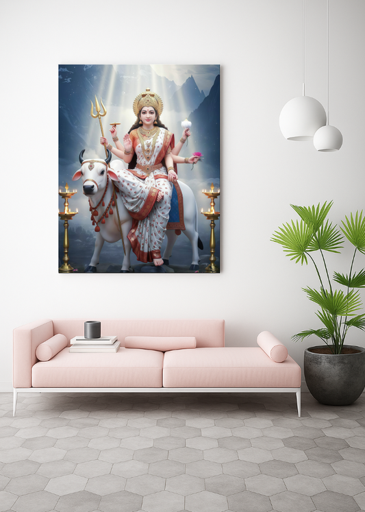 Maa Durga on Nandi 3D Metal Sheet Frame