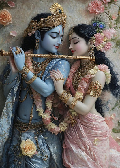 Radha Krishna 3D Metal Photo Frame