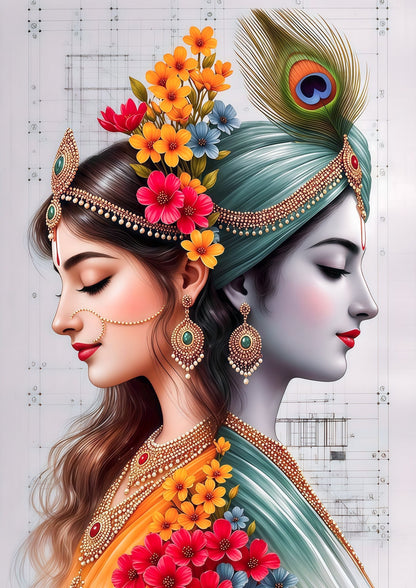 3D Radha Krishna Metal Sheet Frame