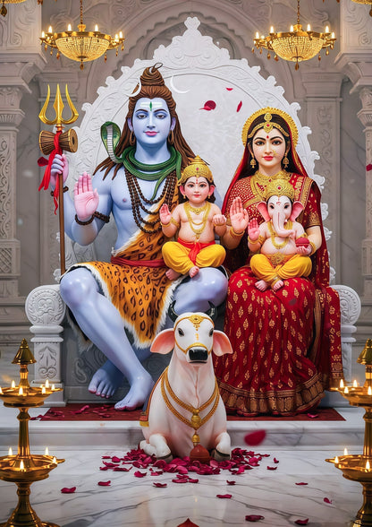 3D Metal Shiva Parivar Photo Frame