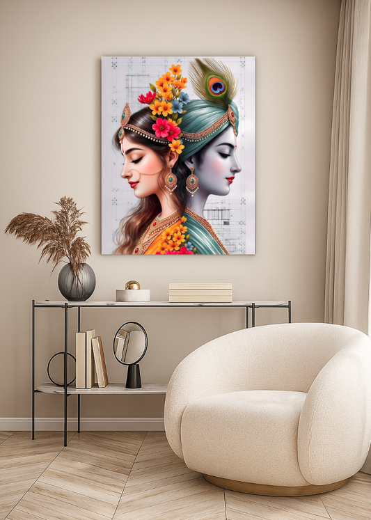 3D Radha Krishna Metal Sheet Frame