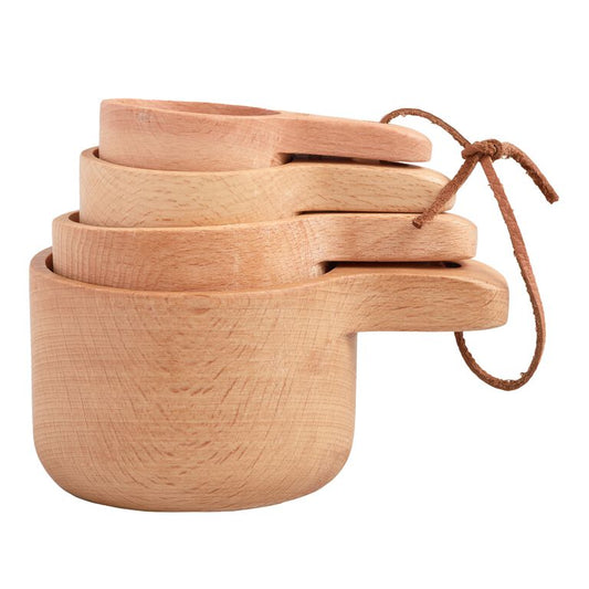 Natural wood nesting measuring cups